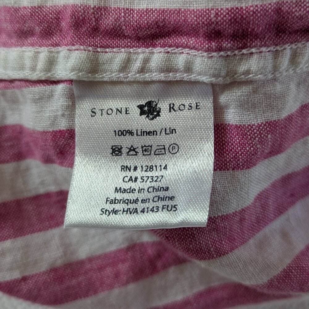 Pink and White Striped Linen Shirt - Picture 6 of 6